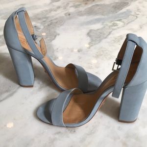 SCHUTZ Blue Enida Leather Ankle Strap Sandals